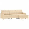 vidaXL 3-Sitzer-Sofa mit Hocker Creme 210 cm Stoff