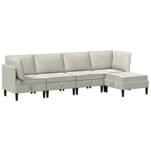vidaXL Wohnzimmergarnitur 5 stk. Creme Samt
