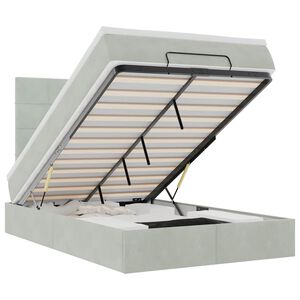 vidaXL Ottoman-Bett mit Matratzen & LEDs Hellgrau 120x190 cm Samt