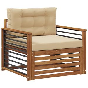 vidaXL Outdoor-Sofa Massives Akazienholz und Polyester Natur und Beige