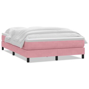 vidaXL Boxspringbett mit Matratze Rosa 160x210 cm Samt