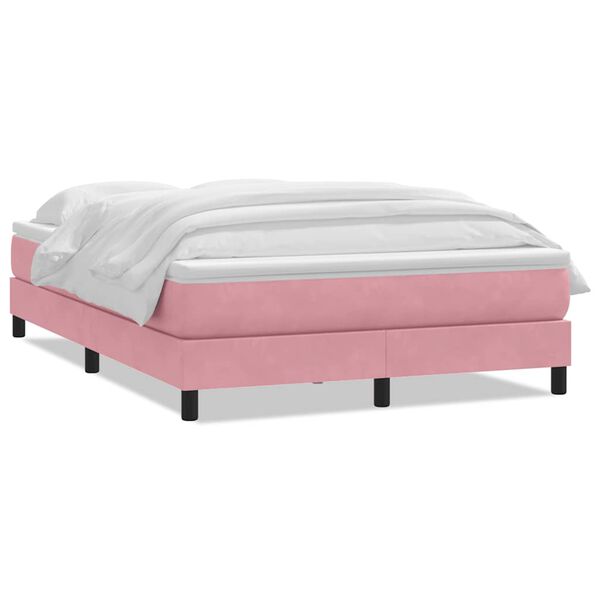 vidaXL Boxspringbett mit Matratze Rosa 160x210 cm Samt