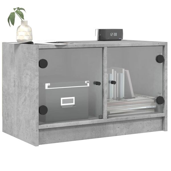 vidaXL TV-Schrank mit Glastüren Betongrau 68x37x42 cm