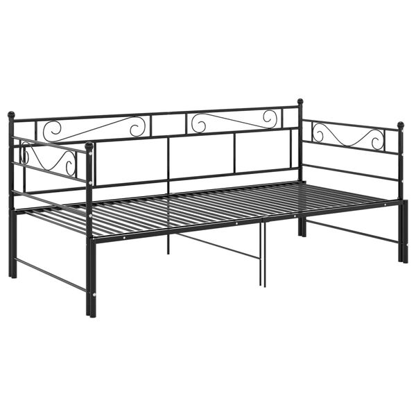 vidaXL Tagesbett Ausziehbar Schwarz Metall 90x200 cm