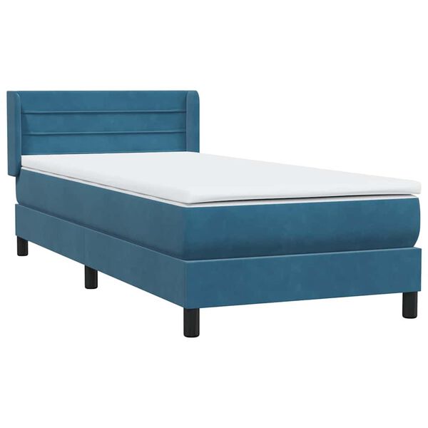 vidaXL Boxspringbett mit Matratze Dunkelblau 100x210 cm Samt