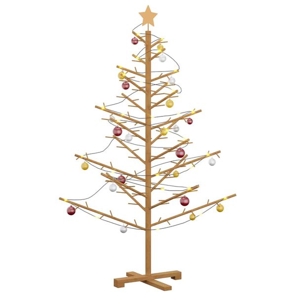 vidaXL Holz Weihnachtsbaum mit St&auml;nder Braun 150 cm Massivholz Kiefer