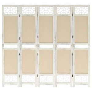 vidaXL 5-tlg. Raumteiler Creme 175x165 cm Stoff