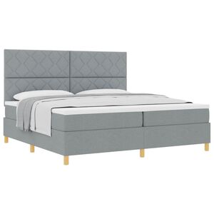 vidaXL Boxspringbett mit Matratze Hellgrau 200 x 200 cm Stoff
