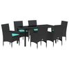 vidaXL Tisch- und Stuhlset 7 stk. Schwarz PE-Rattan