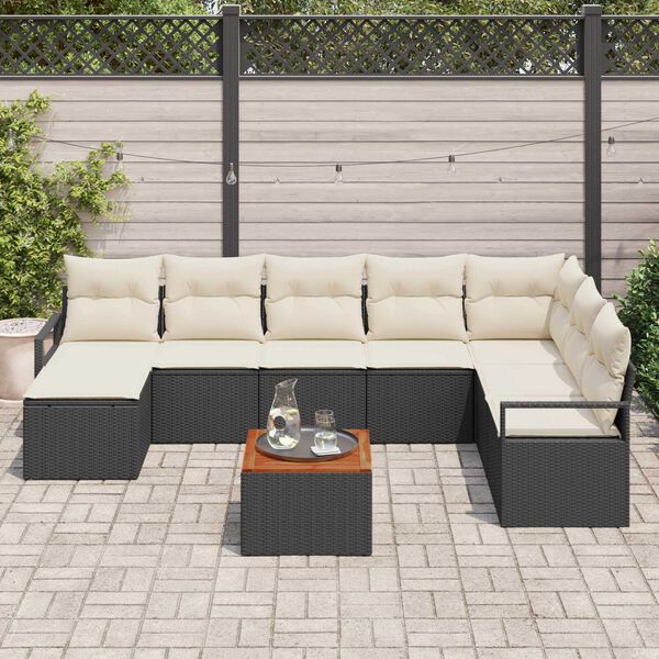 vidaXL Garten-Sofa-Set 9 pcs Schwarz und Weiß
