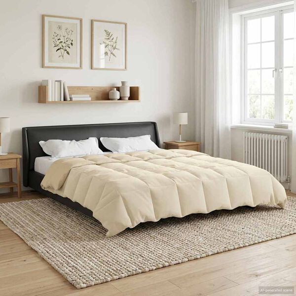 vidaXL Winterbettdecke Gepolstert Creme 200 x 200 cm Mikrofaser