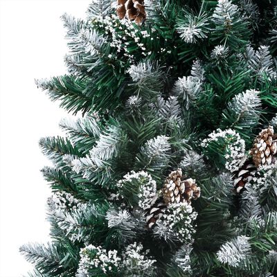 vidaXL Künstlicher Weihnachtsbaum Beschneit LEDs & Zapfen 180 cm