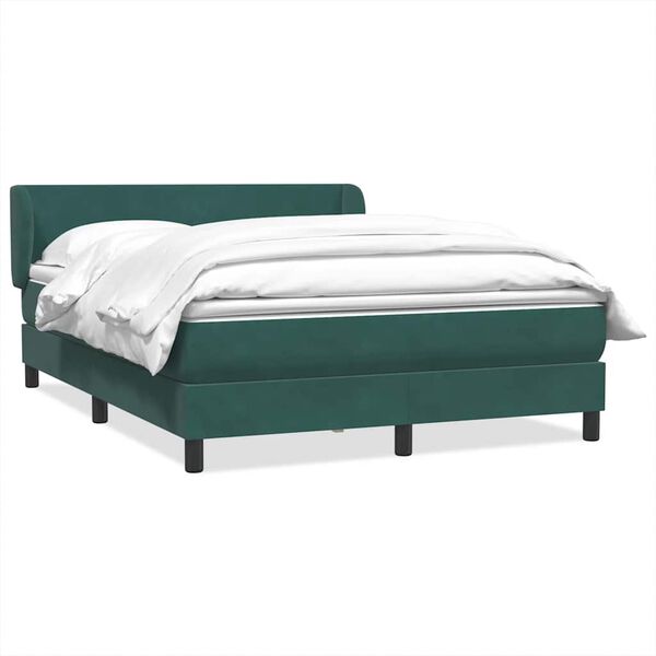 vidaXL Boxspringbett mit Matratze Dunkelgr&uuml;n 160x220 cm Samt