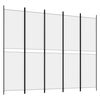 vidaXL 5-tlg. Paravent Wei&szlig; 250x200 cm Stoff
