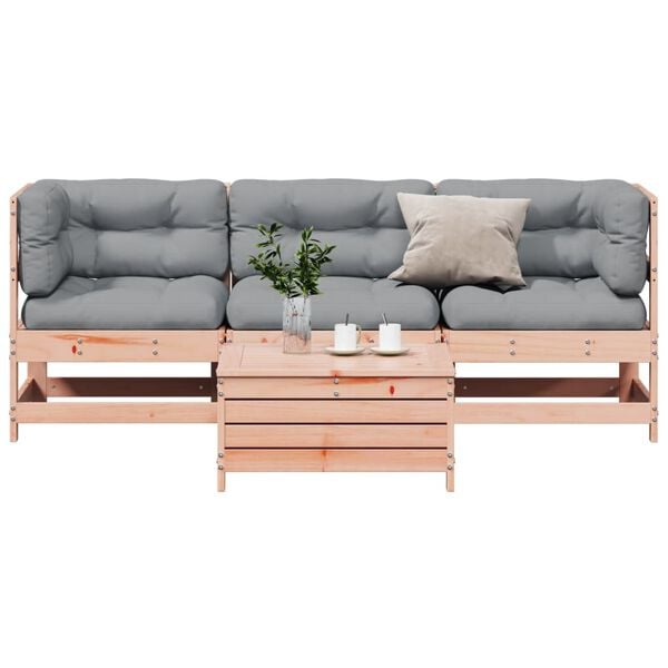 vidaXL 4-tlg. Garten-Lounge-Set mit Kissen Massivholz Douglasie