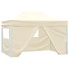 vidaXL Faltzelt Pop-Up mit 4 Seitenteilen 3 x 4,5 m Cremewei&szlig;
