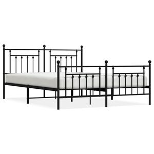 vidaXL Metallbett ohne Matratze mit Fu&szlig;teil Schwarz 160x200 cm