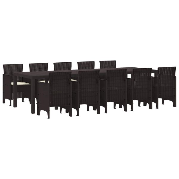 vidaXL Garten Essgruppe mit Kissen 11 pcs Braun und Creme Rattan