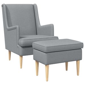 vidaXL Sessel mit Fu&szlig;hocker 2 stk. Hellgrau Stoff