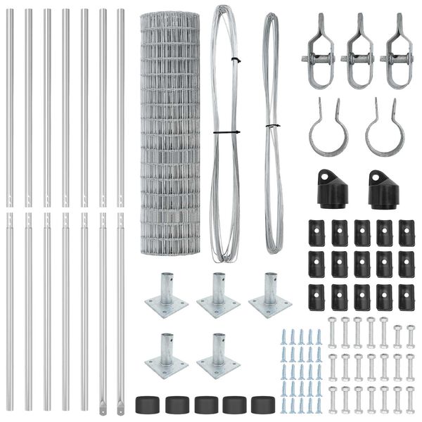 vidaXL Zaun mit Pfosten Silber 1,2 x 10 m Stahl