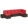 vidaXL Gartensofa-set mit Kissen 7 pcs Braun Poly-Rattan