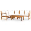 vidaXL 5-tlg. Garten-Lounge-Set mit Auflagen Creme Massivholz Akazie