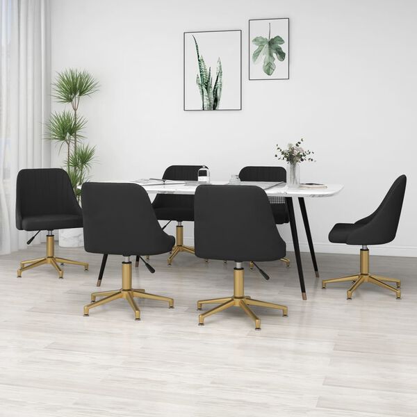 vidaXL Esszimmerst&uuml;hle 6 Stk. Drehbar Schwarz Samt