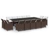 vidaXL 15-tlg. Garten-Essgruppe mit Kissen Poly Rattan Braun