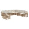 vidaXL Outdoor-Sofagarnitur 11 stk. Nat&uuml;rlich und Cremwei&szlig; Polyester