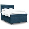 vidaXL Boxspringbett mit Matratze Blau 140x200 cm Samt