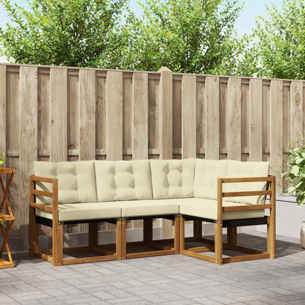 vidaXL Outdoor-Sofagarnitur mit Kissen 4 pcs Natur und Creme