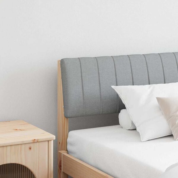 vidaXL Gepolstertes Kopfteil Hellgrau 200 cm Massives Kiefernholz