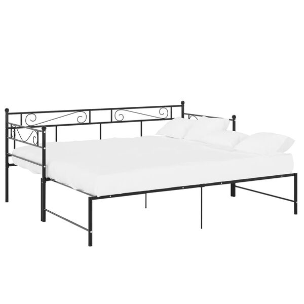 vidaXL Tagesbett Ausziehbar Schwarz Metall 90x200 cm