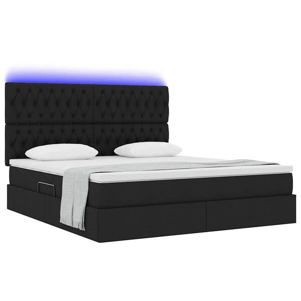 vidaXL Bett mit Stauraum und LED Schwarz 180 x 200 cm Polyester