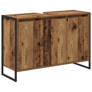 vidaXL Badezimmerschrank mit T&uuml;r Altholz 90 x 30 x 60 cm Holzwerkstoff