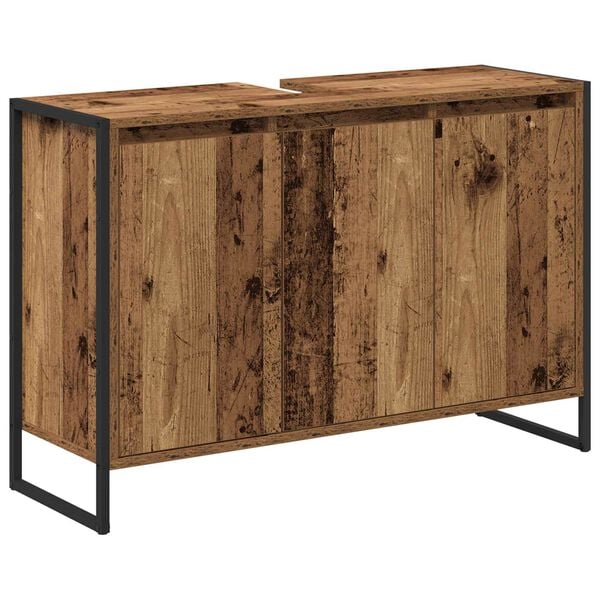 vidaXL Badezimmerschrank mit T&uuml;r Altholz 90 x 30 x 60 cm Holzwerkstoff