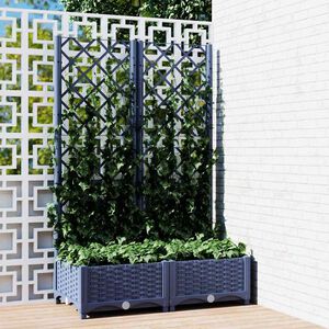 vidaXL Garten-Pflanzgef&auml;&szlig; mit Spalier Blaugrau 80 x 40 x 121,5 cm PP