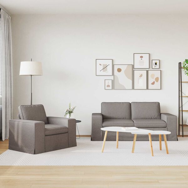 vidaXL Sofa 2 pcs Taupe 182 x 80 x 82 cm Stoff