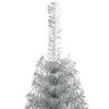 vidaXL K&uuml;nstlicher vorbeleuchteter Weihnachtsbaum Silber 180 cm PET