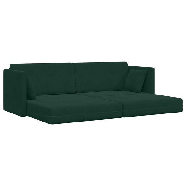 vidaXL Boden-Sofa-Bett 200cm Dunkelgr&uuml;n Samt