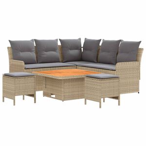 vidaXL M&ouml;belsets mit Kissen 6 pcs Beige und Hellgrau PE-Rattan