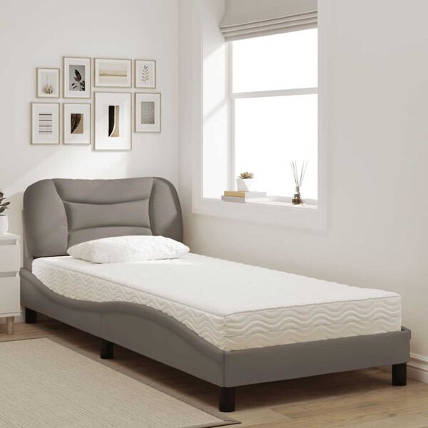 vidaXL Bett mit Matratze "Hvar" Taupe 90x200 cm Stoff