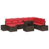 vidaXL Gartensofa-set 9 stk. Braun und Rot Poly-Rattan