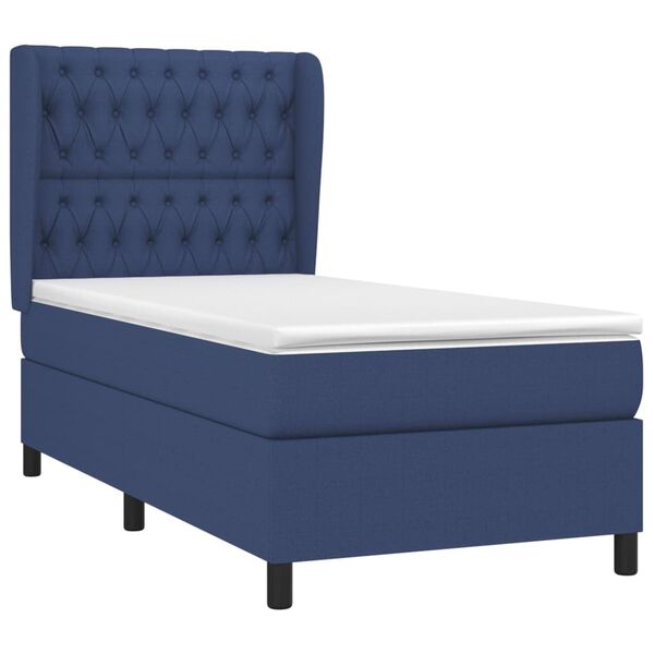 vidaXL Boxspringbett mit Matratze Blau 90x190 cm Stoff