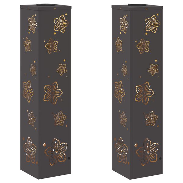 vidaXL Solar LED Weg Licht 2 pcs Schwarz Kalt gewalzter Stahl