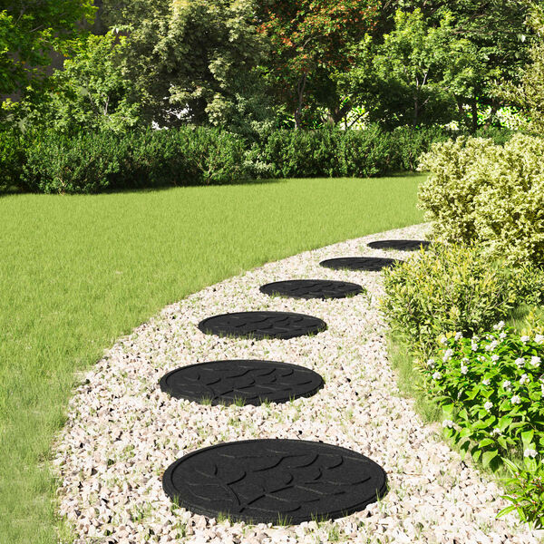 vidaXL Gehwegstein 6 pcs Schwarz &Oslash; 44 x 2 cm Gummi