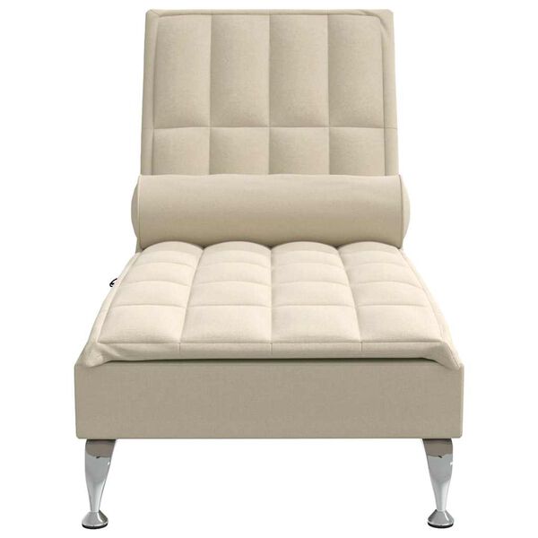 vidaXL Massage-Chaiselongue mit Nackenrolle Creme Stoff