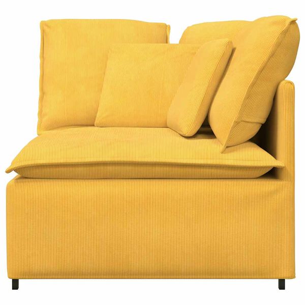 vidaXL Modulares Sofa Eckmodul mit Kissen Hellgelb 100 cm