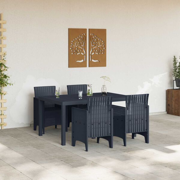 vidaXL Garten Essgruppe 5 pcs Anthrazit Polt Rattan