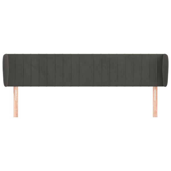 vidaXL Kopfteil mit Ohren Dunkelgrau 183x23x78/88 cm Samt